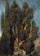 Oswald achenbach Cypresses in the Park at the Villa d-Este painting